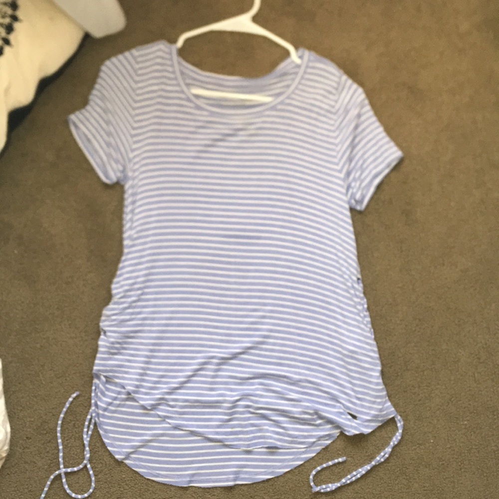 blue and white striped long tee hollister